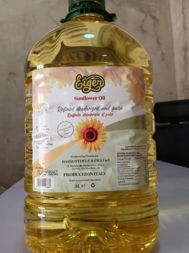Eiger Sunflower Oil 5ltrs